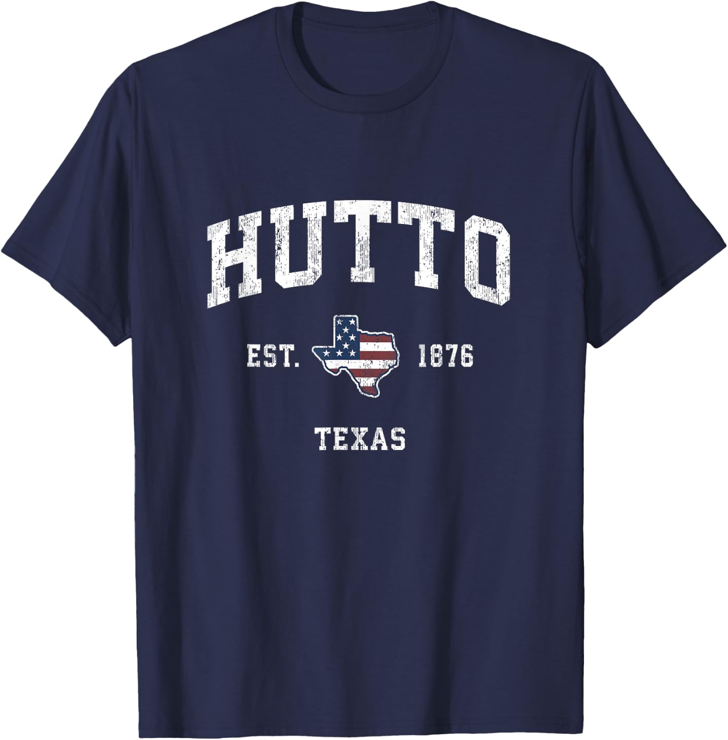 Hutto Texas TX Vintage American Flag Sports Design Kids Men T-Shirt - T-Shirt | Navy
