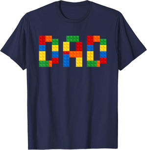 Dad Of The Birthday Boy Building Blocks Bricks Builder Funny T-Shirt - T-Shirt | Navy