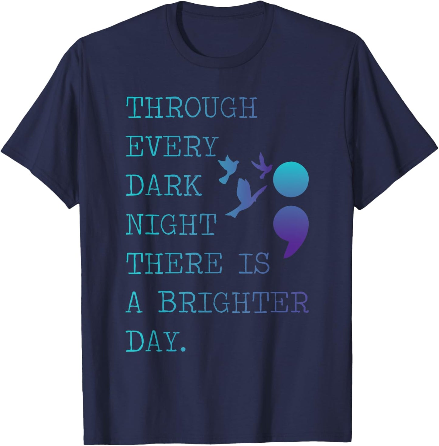Semicolon Love Birds for a Prevention Awareness T-Shirt - T-Shirt | Navy