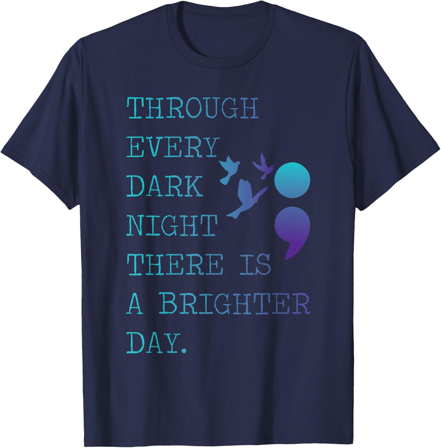 Semicolon Love Birds for a Prevention Awareness T-Shirt - T-Shirt | Navy