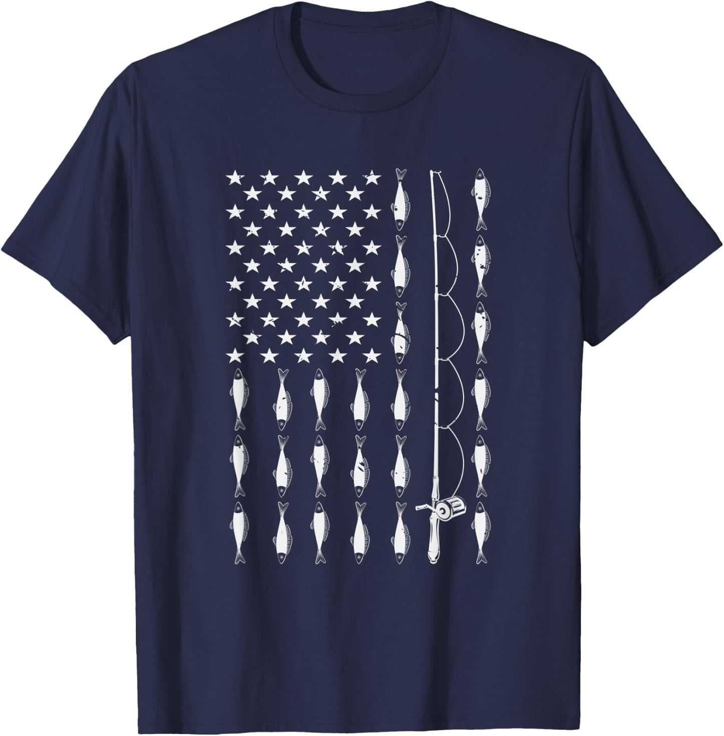 Patriotic Animal Lover Fishermen Gift Fish T-Shirt - T-Shirt | Navy