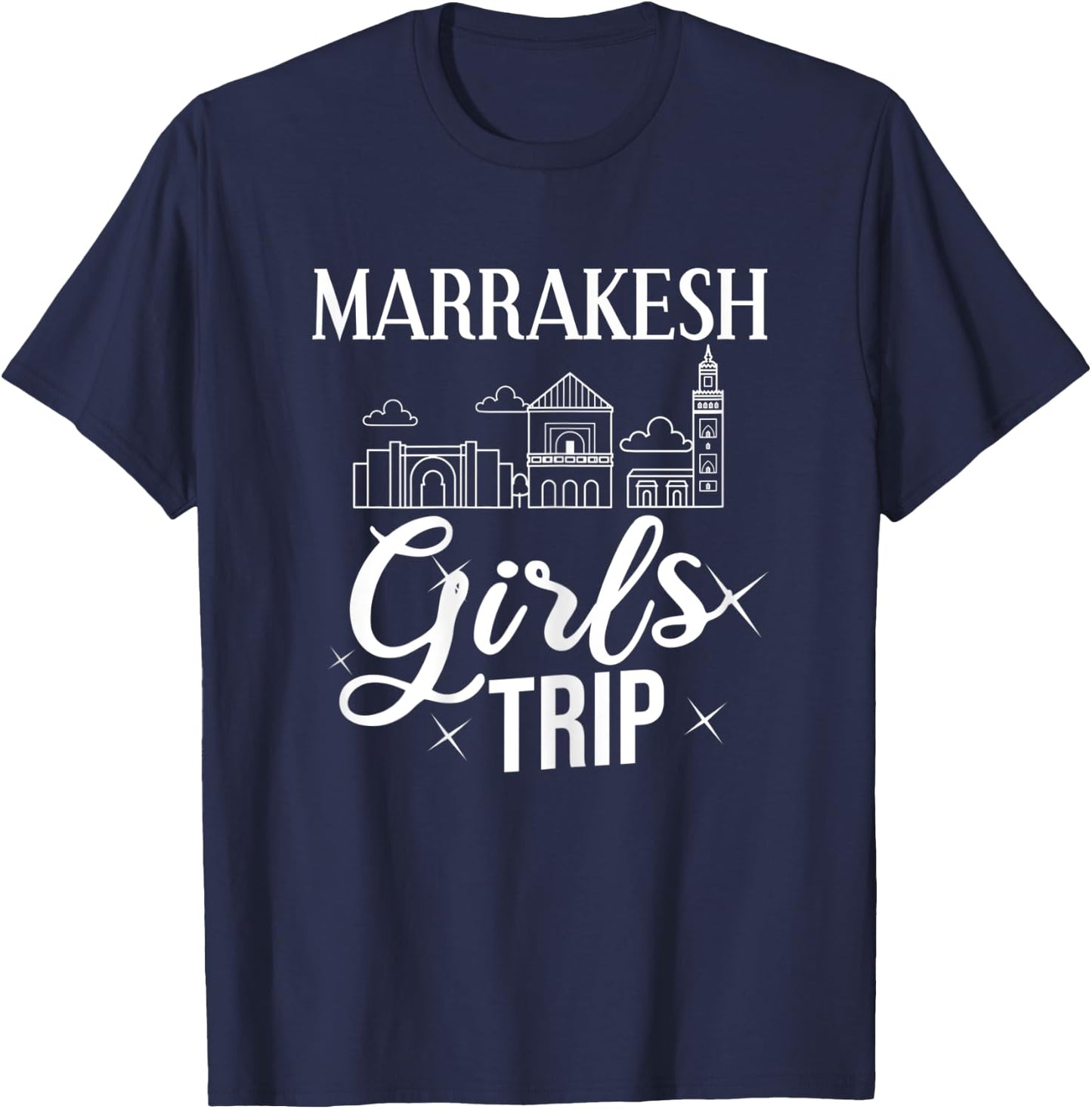 Marrakesh Morocco City Trip Skyline Map Travel T-Shirt - T-Shirt | Navy