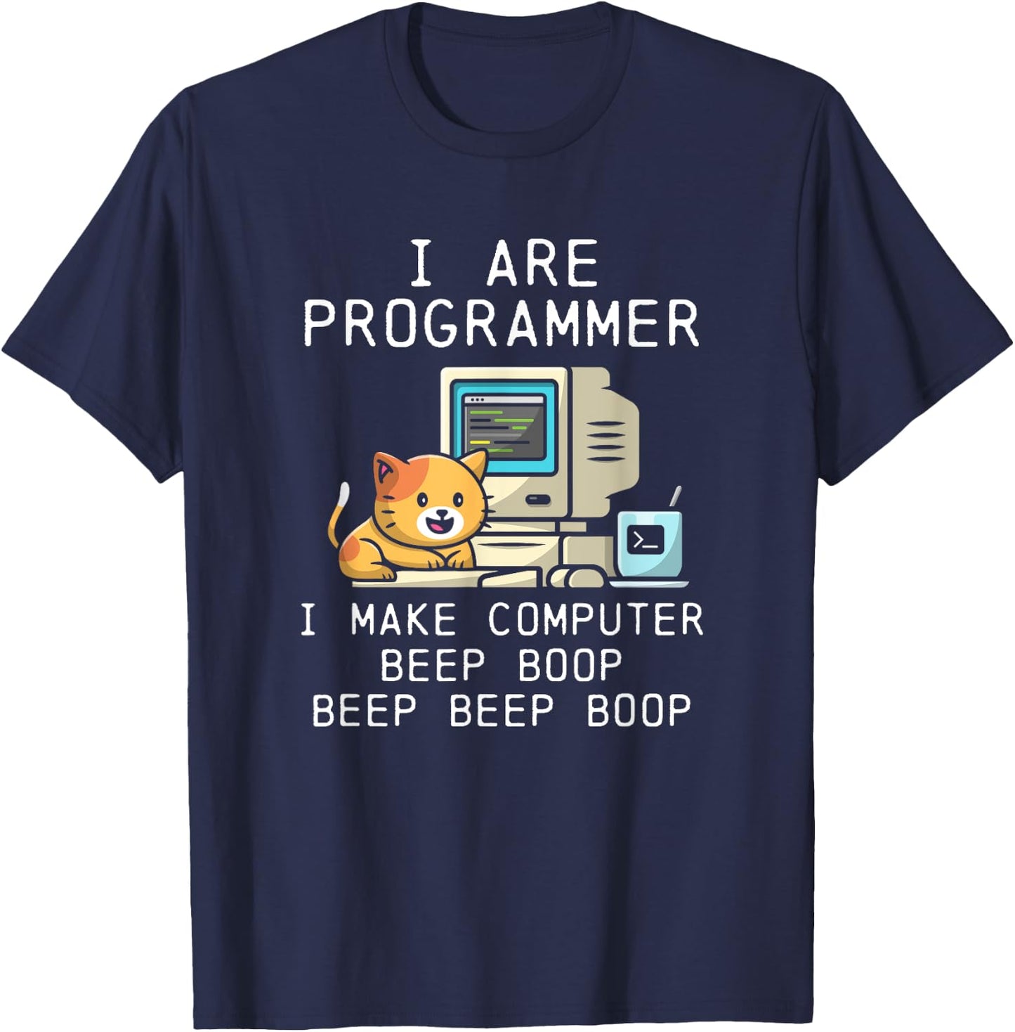 Programmer Cat Beep Boop Coding Women T-Shirt - T-Shirt | Navy