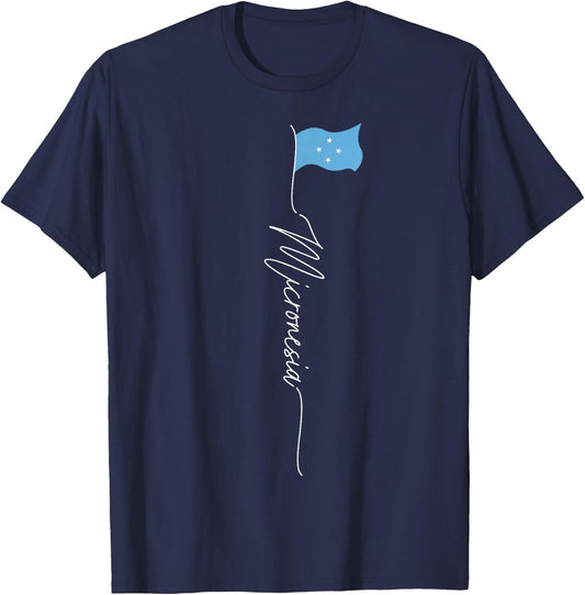 Micronesia Flag Gifts for Micronesian Patriots Micronesian Flag , -Adults, Black, Small, Short Sleeve T-Shirt - T-Shirt | Navy