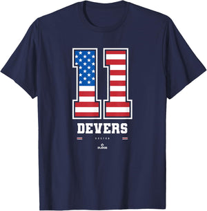 Rafael Devers - US Flag Number T-Shirt - T-Shirt | Navy