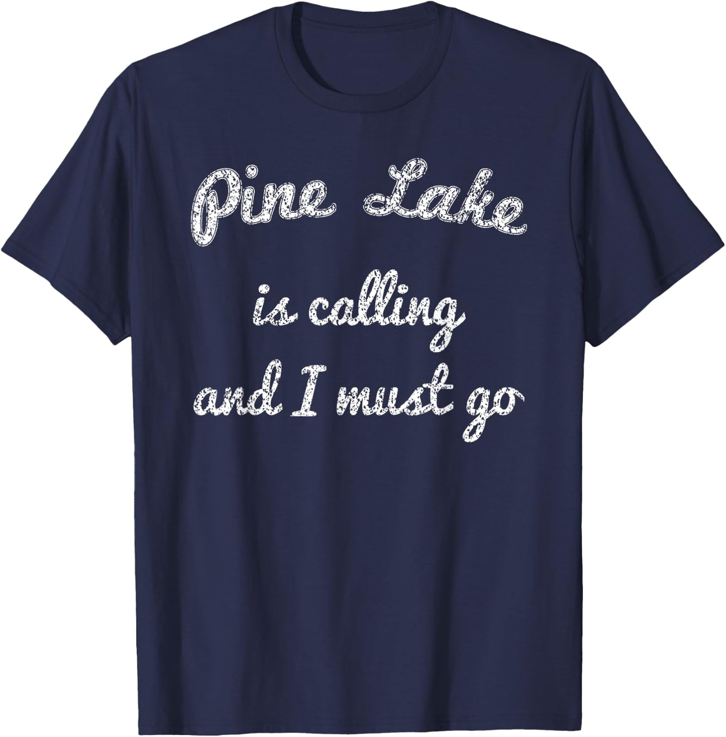 PINE LAKE WISCONSIN Funny Fishing Camping Summer Gift Women Kids T-Shirt - T-Shirt | Navy