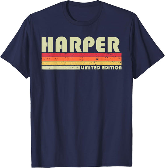 HARPER Surname Funny Retro Vintage 80s 90s Birthday Reunion T-Shirt - T-Shirt | Navy