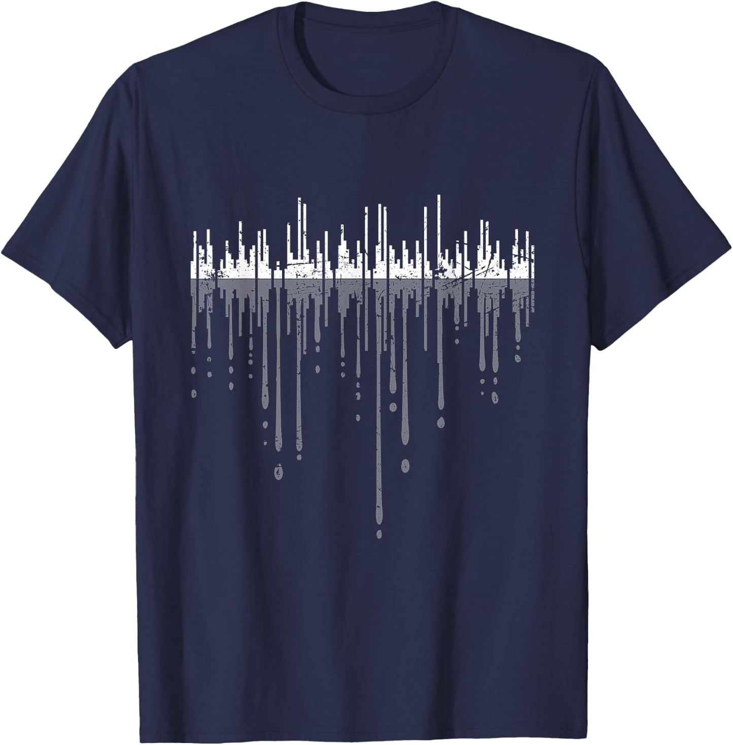 Soundtrack Audio Waves Reflection Graffiti Drops Music Lover T-Shirt - T-Shirt | Navy