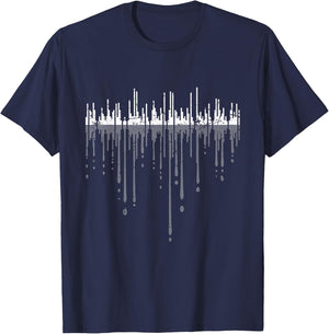 Soundtrack Audio Waves Reflection Graffiti Drops Music Lover T-Shirt - T-Shirt | Navy