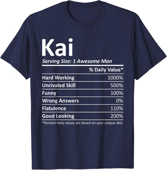 KAI Nutrition Funny Birthday Personalized Name Gift T-Shirt - T-Shirt | Navy