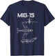 Mig-15 Soviet Plane Warbird Blueprint Schematics Diagram T-Shirt - T-Shirt | Navy