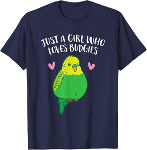 Just a Girl Who Loves Budgies Cute Birds Love Budgie T-Shirt - T-Shirt | Navy