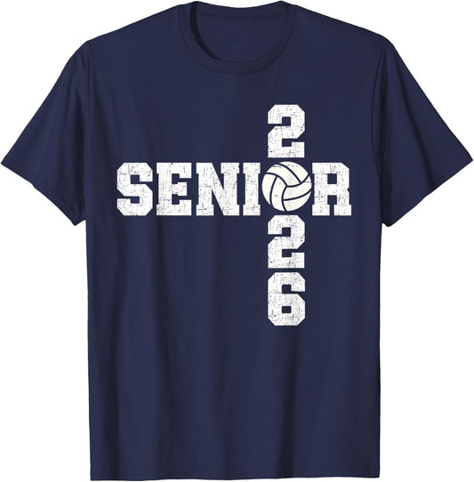 Senior Class of 2026 Volleyball Seniors Back to School 2026 T-Shirt - T-Shirt | Navy