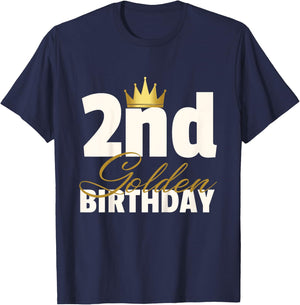 2nd Golden Birthday Year Age Crown T-Shirt - T-Shirt | Navy