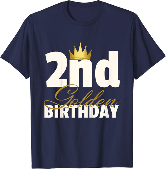 2nd Golden Birthday Year Age Crown T-Shirt - T-Shirt | Navy