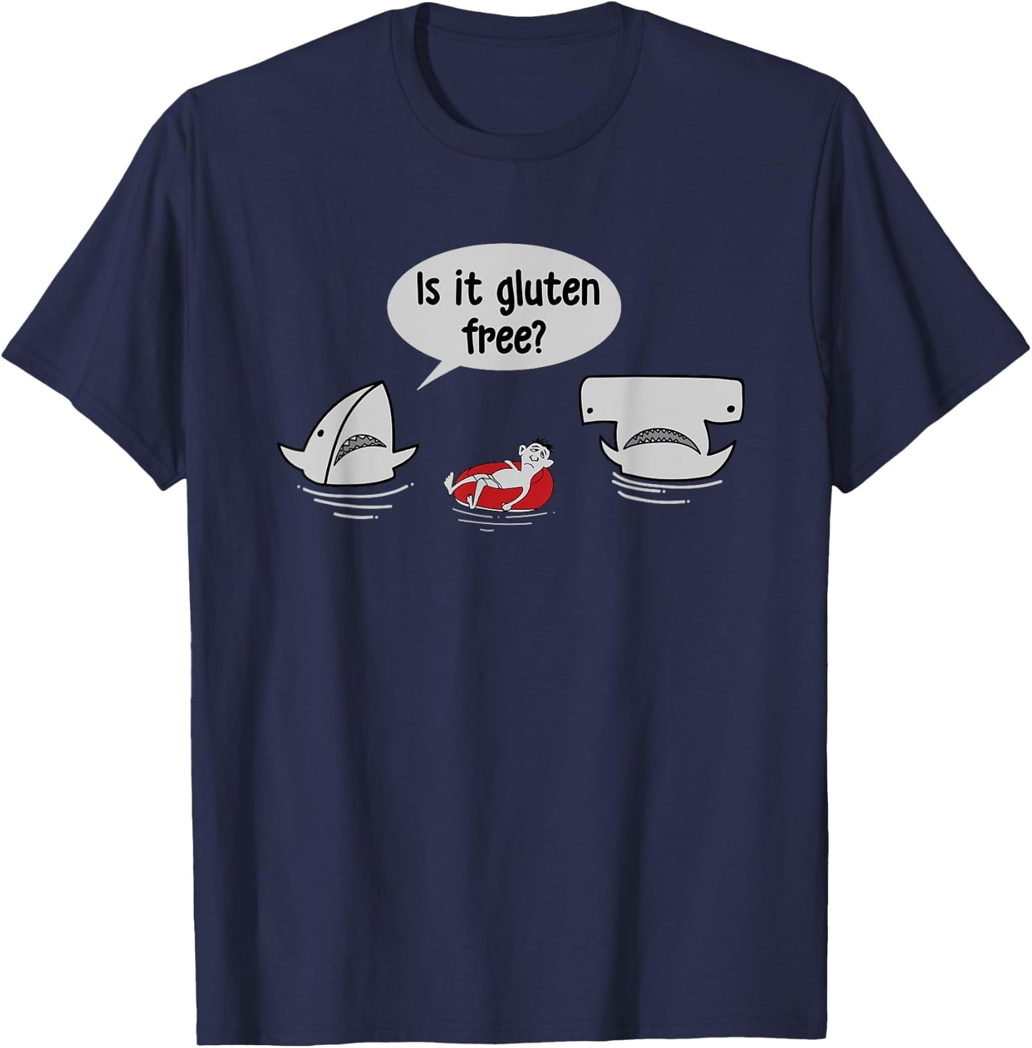 Is This Gluten Free Funny Shark Snack Marine Biologist T-Shirt - T-Shirt | Navy