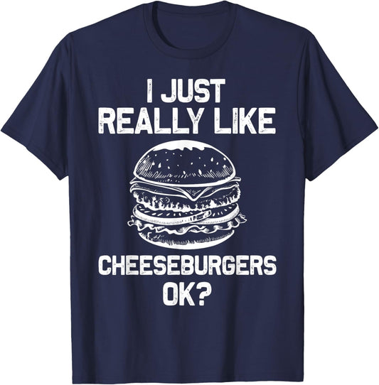 Cheeseburger Design Women Hamburger Burger Lover T-Shirt - T-Shirt | Navy