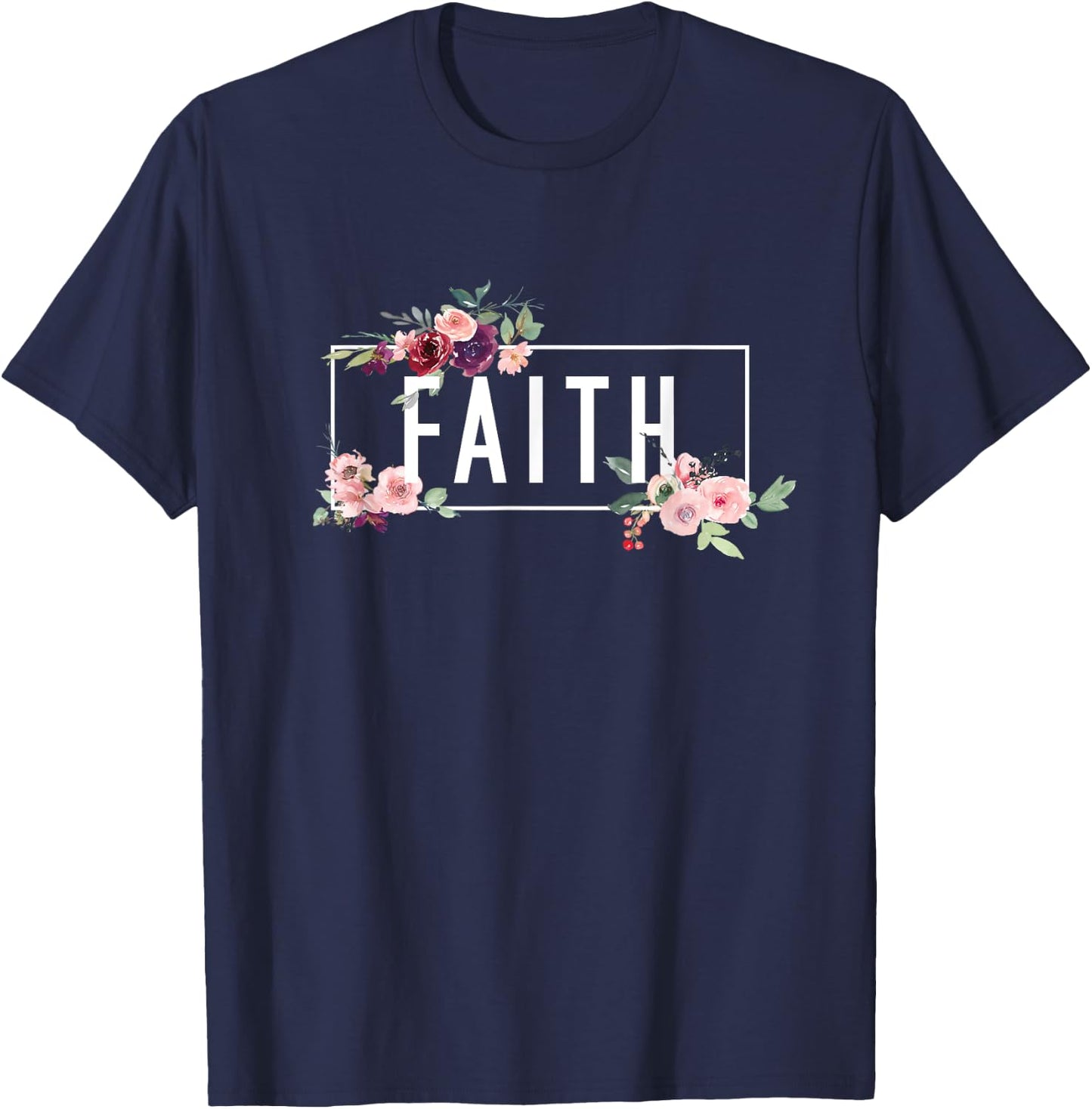 Modern Flora Flowers Bouquet Design. Spiritual Woman Faith T-Shirt - T-Shirt | Navy