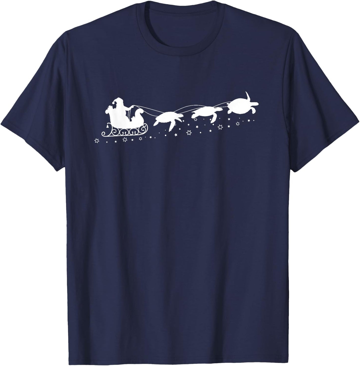 Santa Sleigh Sea Turtles Christmas Sea Turtle Lovers T-Shirt - T-Shirt | Navy