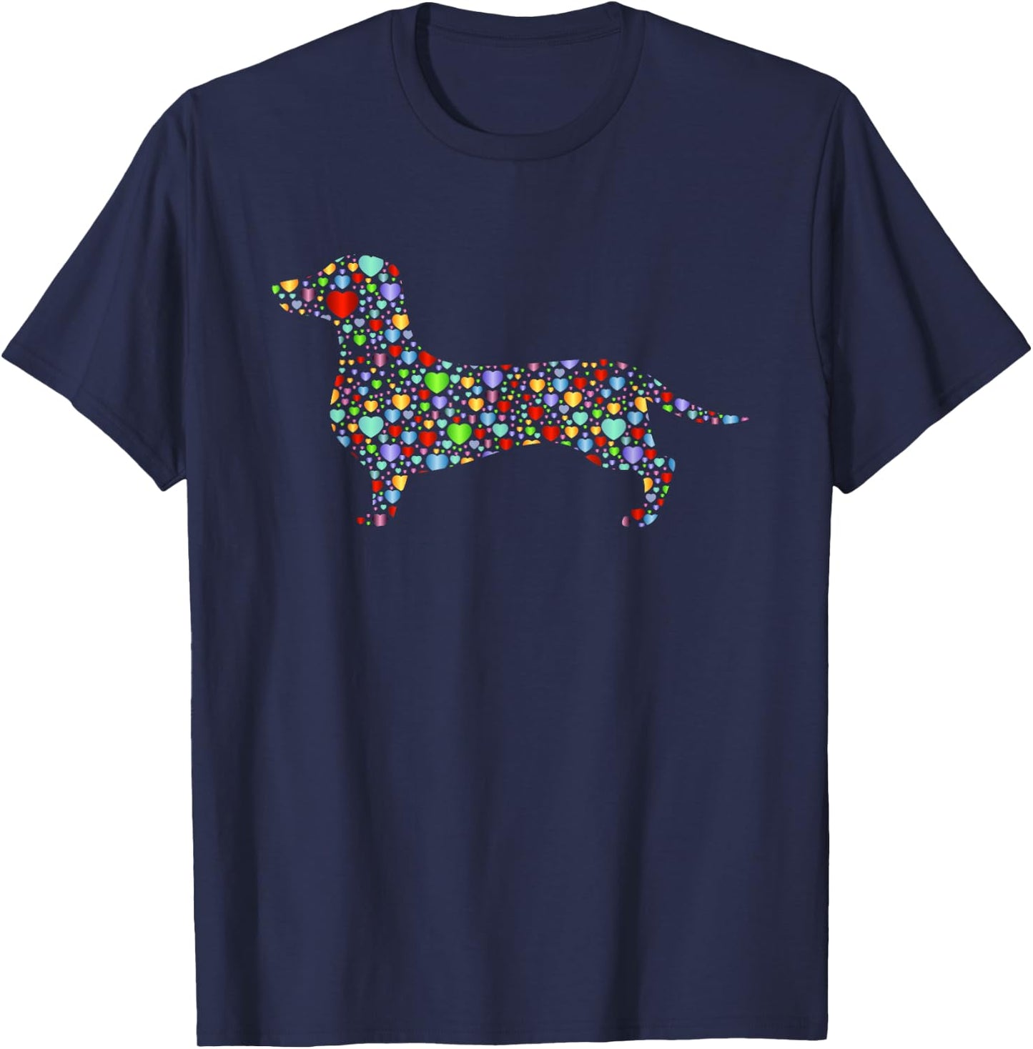 Dachshund Heart Silhouette Gift Owner Dachshunds Dog Lover T-Shirt - T-Shirt | Navy