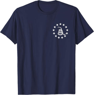 Gadsden Rattlesnake Betsy Ross Flag Ring of Stars Patriot T-Shirt - T-Shirt | Navy