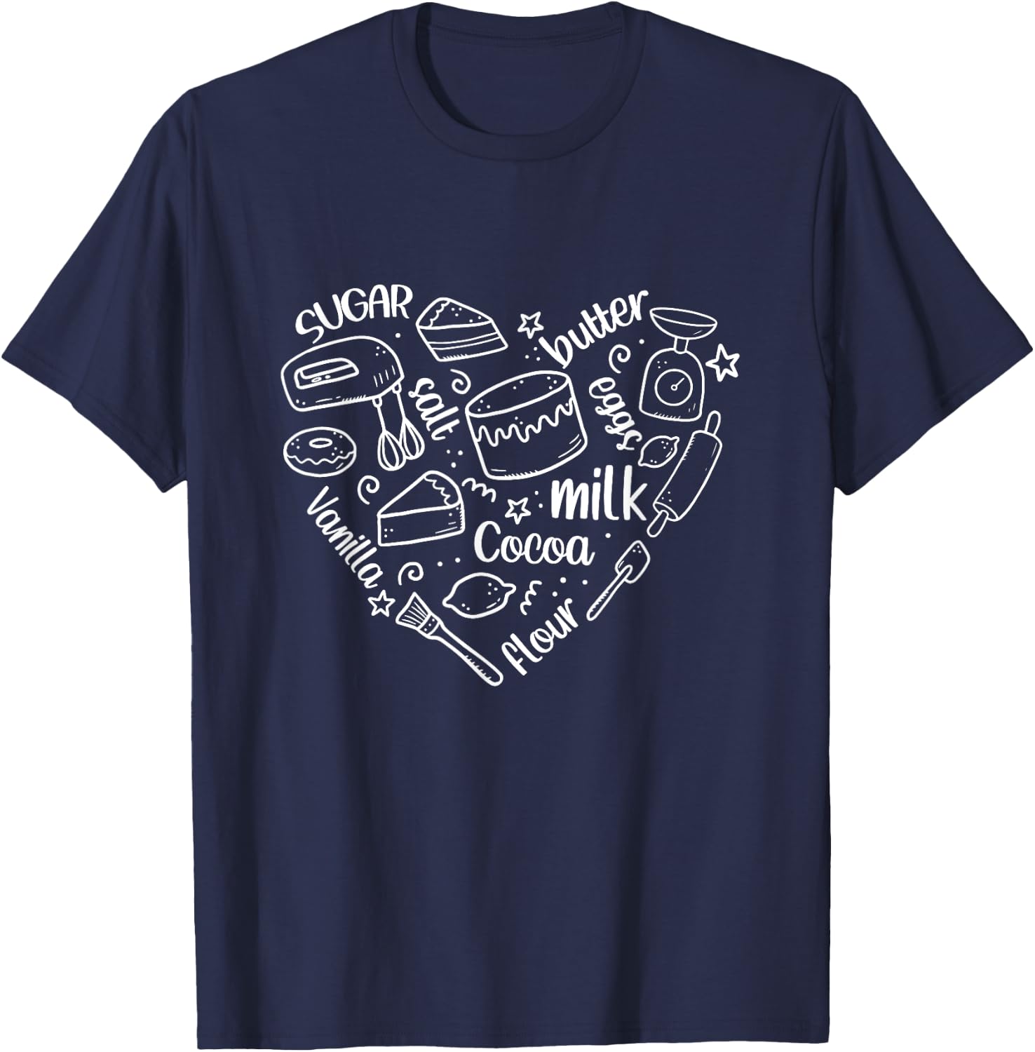 Bakery Heart Shape Baker Baking Lover Cooking Mom Life T-Shirt - T-Shirt | Navy