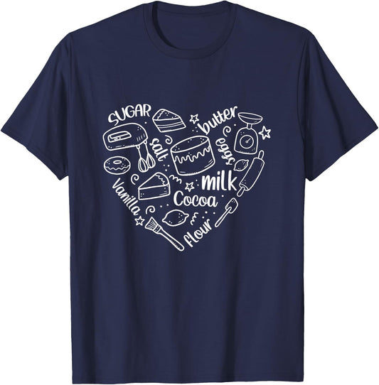 Bakery Heart Shape Baker Baking Lover Cooking Mom Life T-Shirt - T-Shirt | Navy
