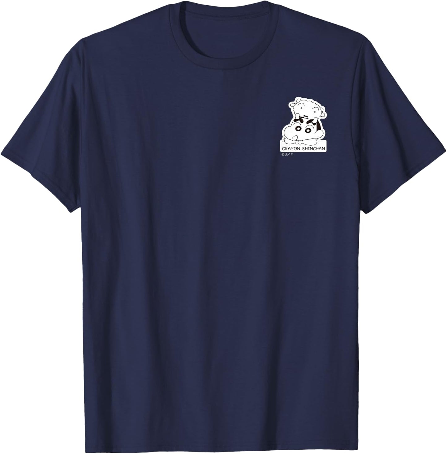 【Manga】Crayon Shin-chan Shin-chan and Shiro T-Shirt - T-Shirt | Navy