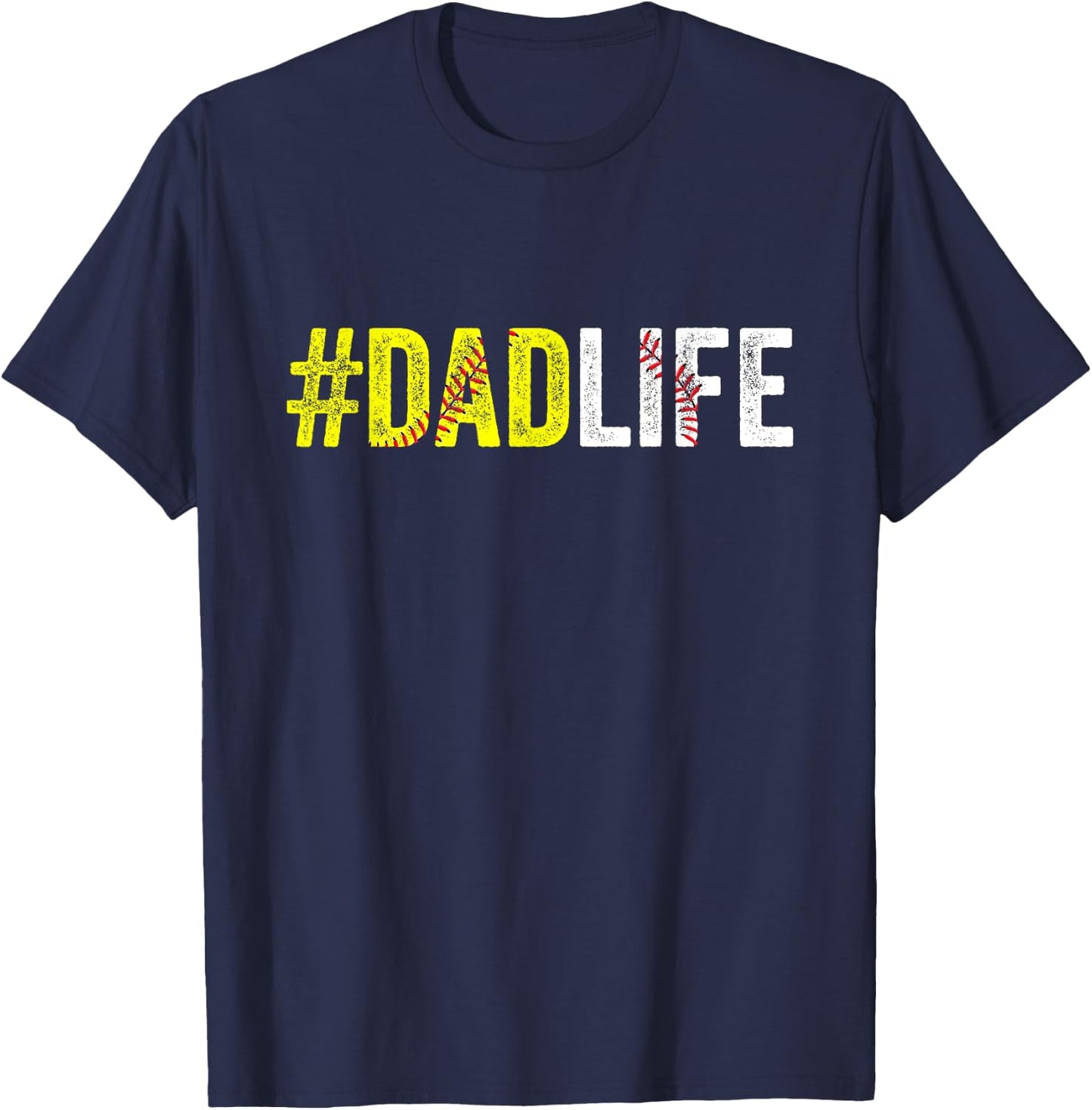 Dad Life Softball Daddy Baseball Sports Lover Father's Day T-Shirt - T-Shirt | Navy