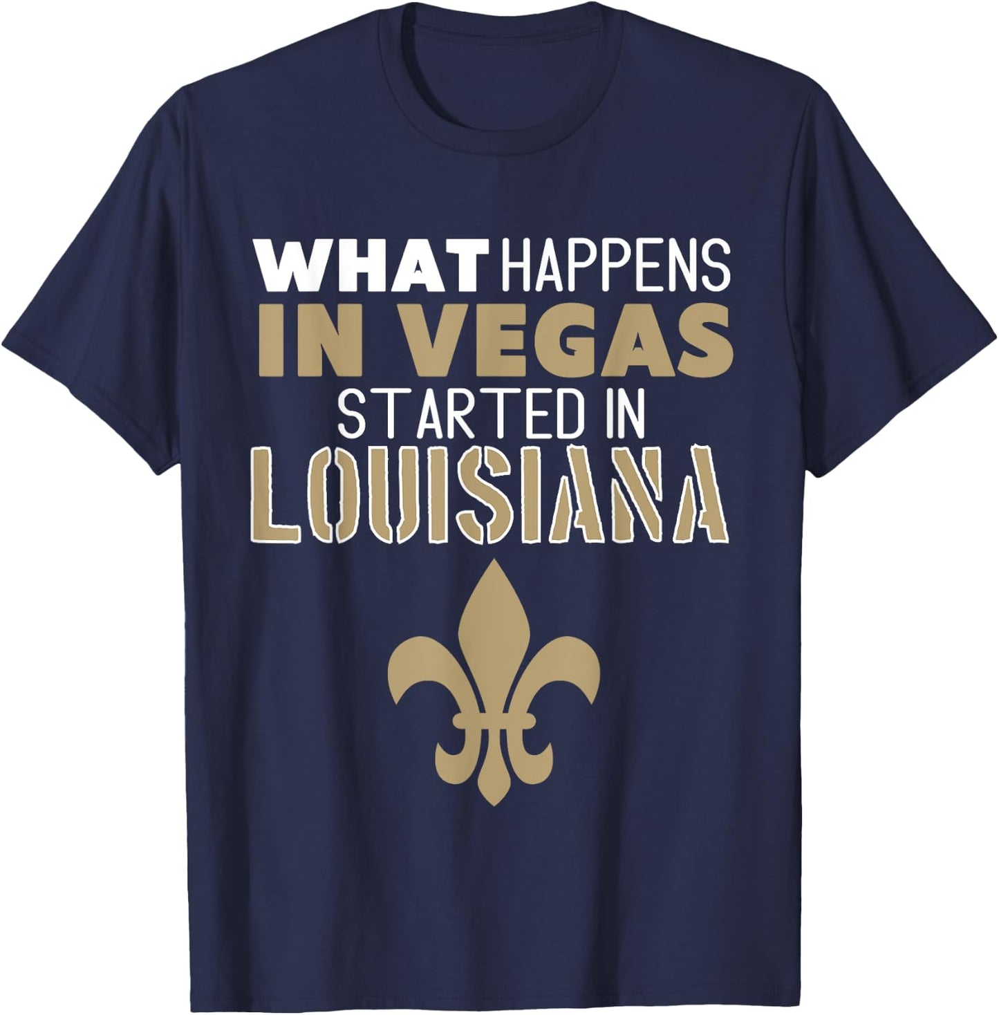 Louisiana Fan, Fleur De Lis, New Orleans, Black and Gold T-Shirt - T-Shirt | Navy