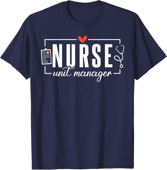 Cute Nurse Unit Manager Heart Stethoscope T-Shirt - T-Shirt | Navy