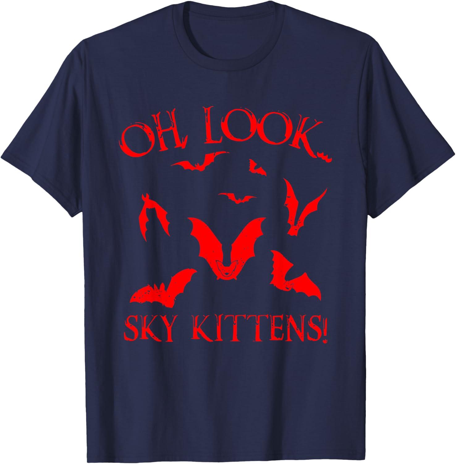 Funny Bat Lover Gift Women Cool Sky Kittens Horror T-Shirt - T-Shirt | Navy