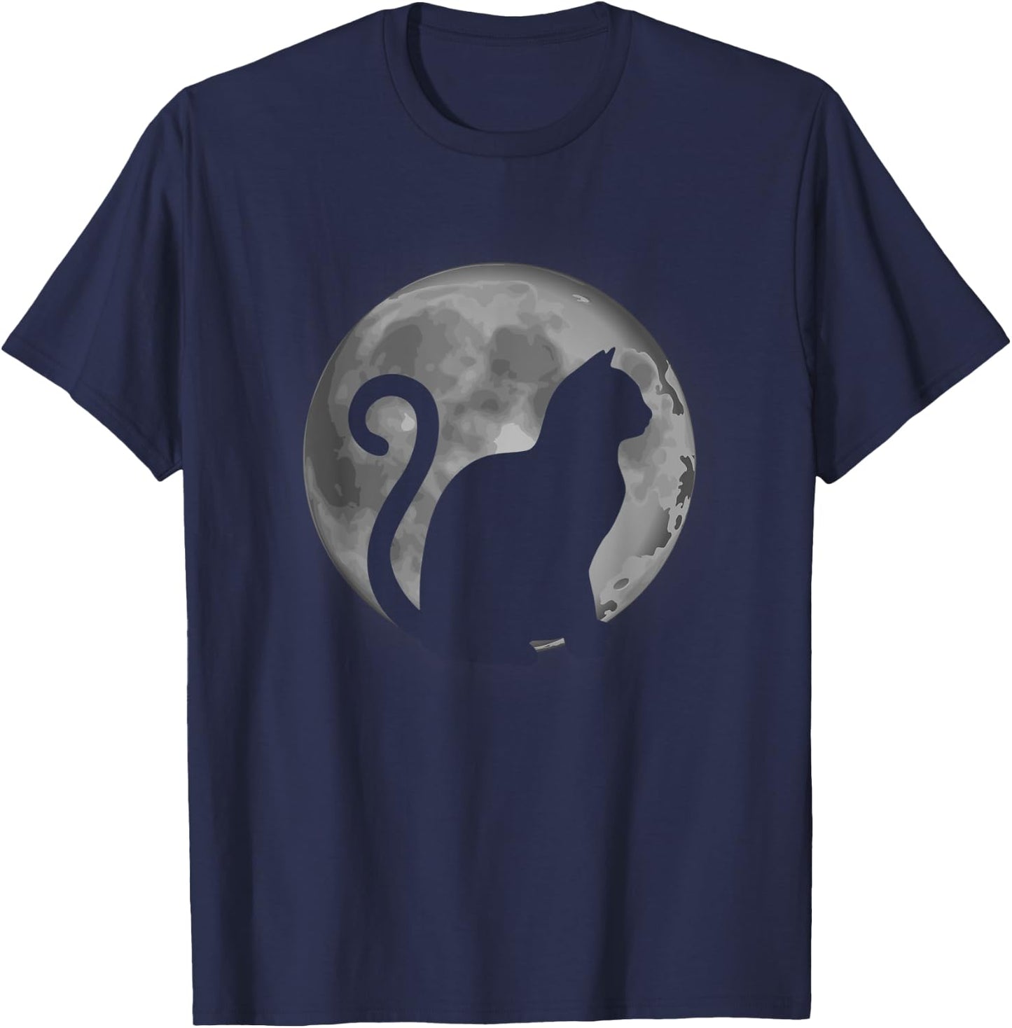 Cute Cat Silhouette Moon Animal Lover Women T-Shirt - T-Shirt | Navy