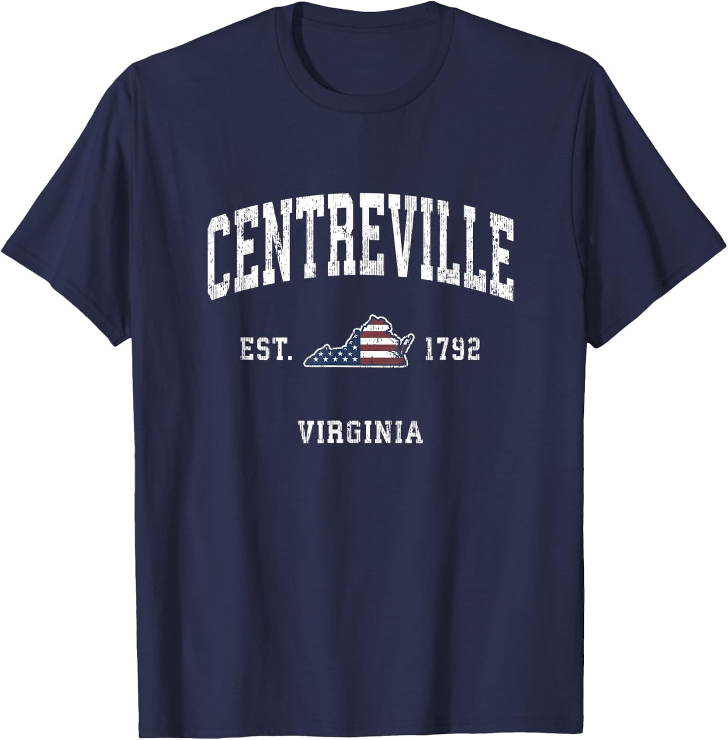 Centreville Virginia VA Vintage American Flag Sports Design T-Shirt - T-Shirt | Navy
