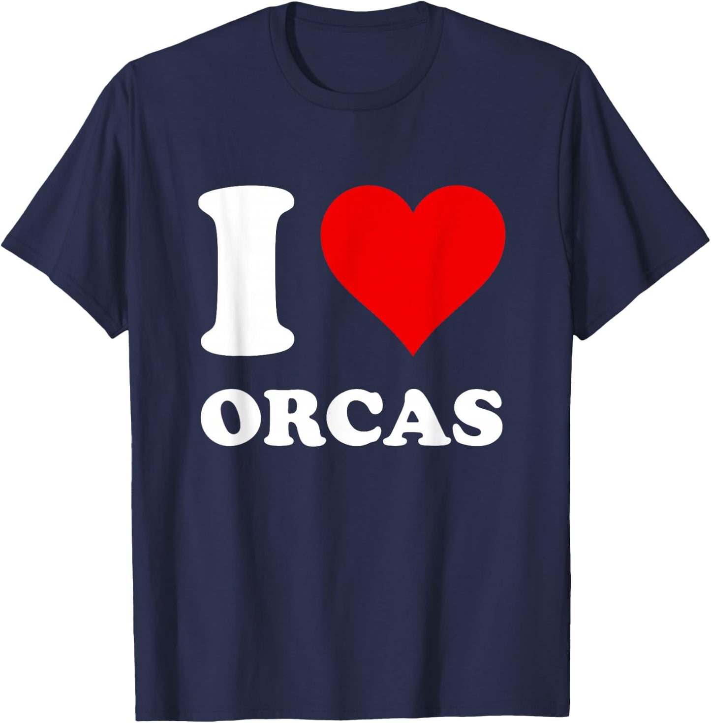 Red Heart I Love Orcas T-Shirt - T-Shirt | Navy