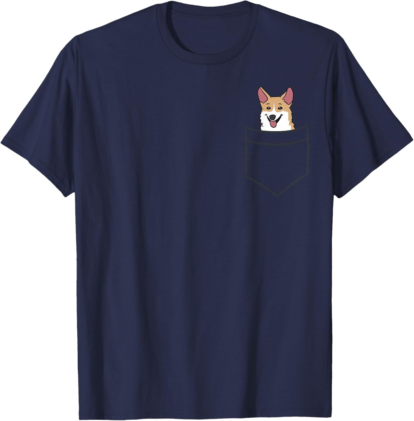 Corgi Dog In The Pocket Cute Dog Pocket Welsh Corgi T-Shirt - T-Shirt | Navy