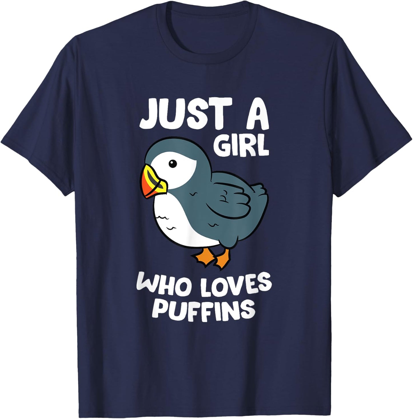 Just a Girl Who Loves Puffins Iceland Seabird Love Puffins T-Shirt - T-Shirt | Navy