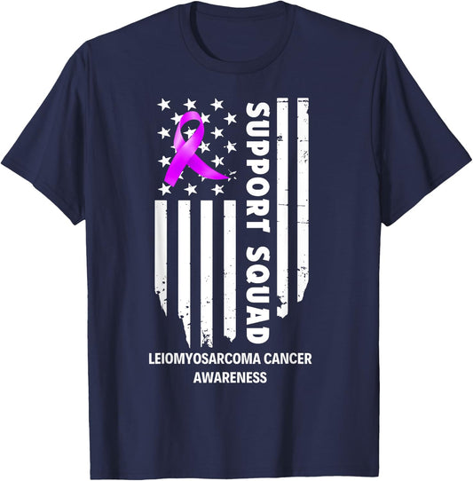 Leiomyosarcoma Cancer Awareness Support Team Squad T-Shirt - T-Shirt | Navy