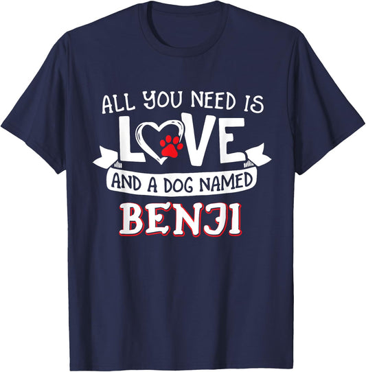 All you need is love and a dog named Benji small large Women T-Shirt - T-Shirt | Navy