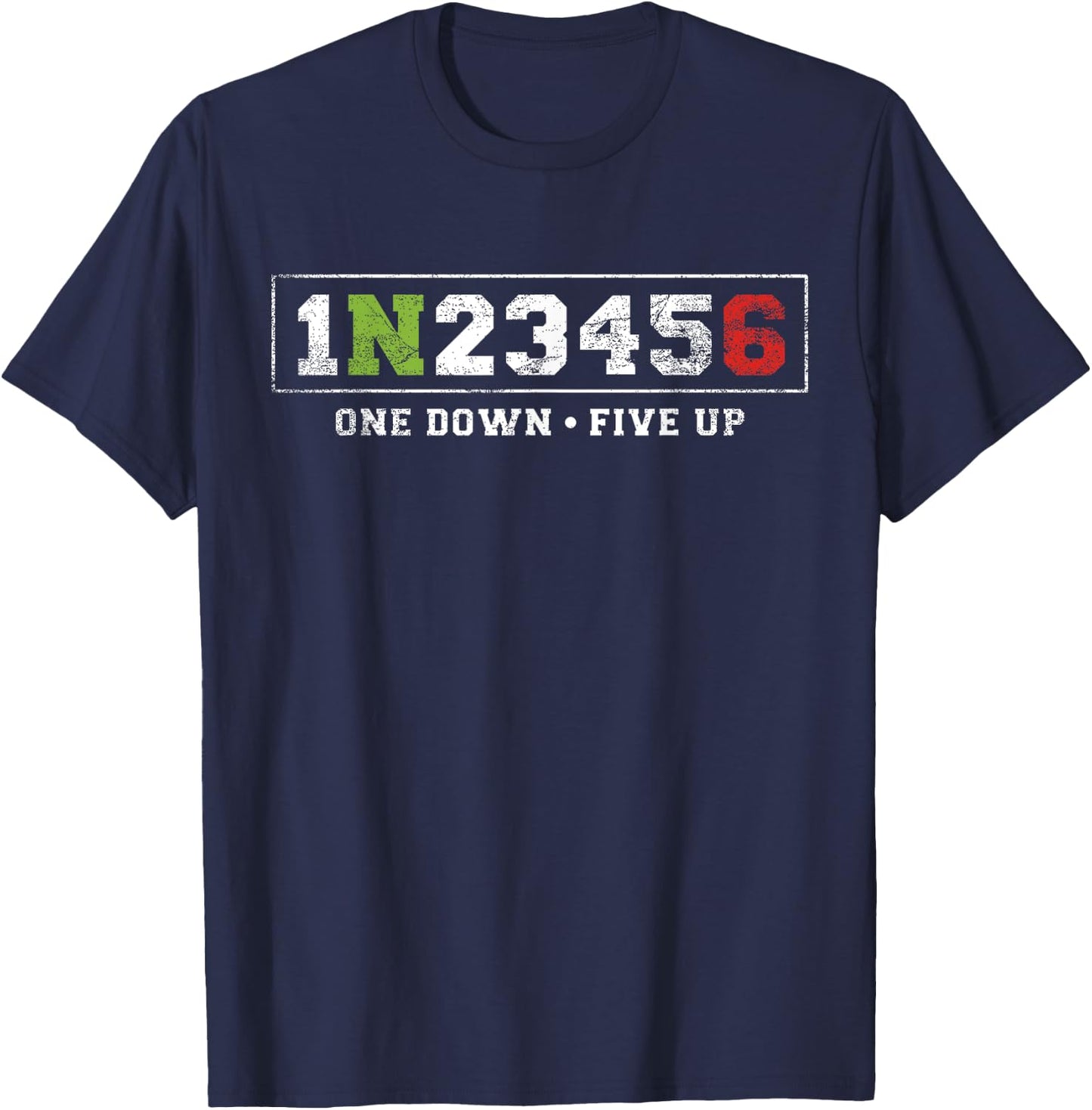 One Down Five Up Funny Motorcycle Gear Shift Biker Men Women T-Shirt - T-Shirt | Navy
