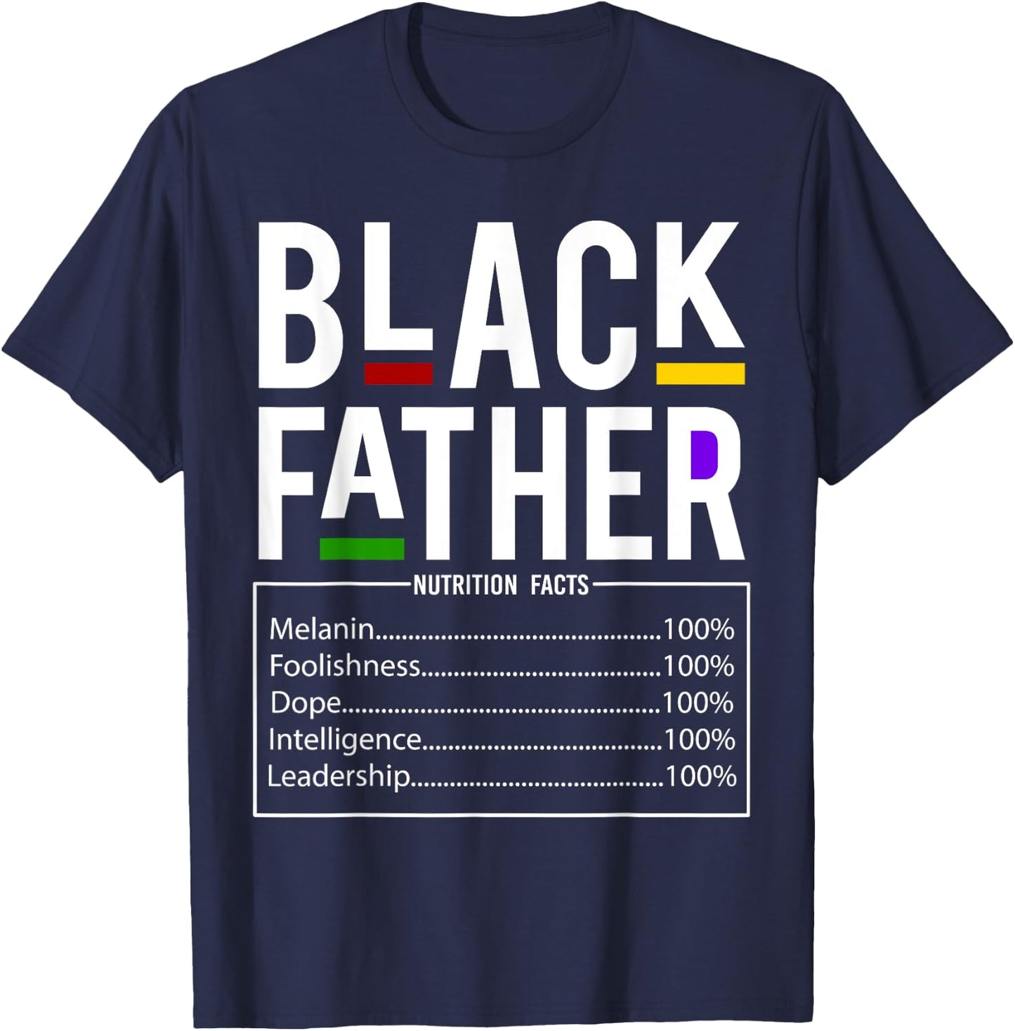 Black Dad Nutrition Facts Father Day Melanin Fathers day T-Shirt - T-Shirt | Navy