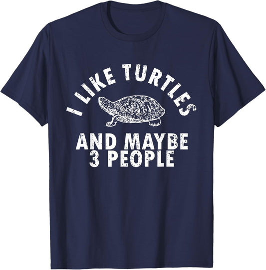 I Like Turtles Funny Gift Turtle Owner Pet Animal Friend T-Shirt - T-Shirt | Navy