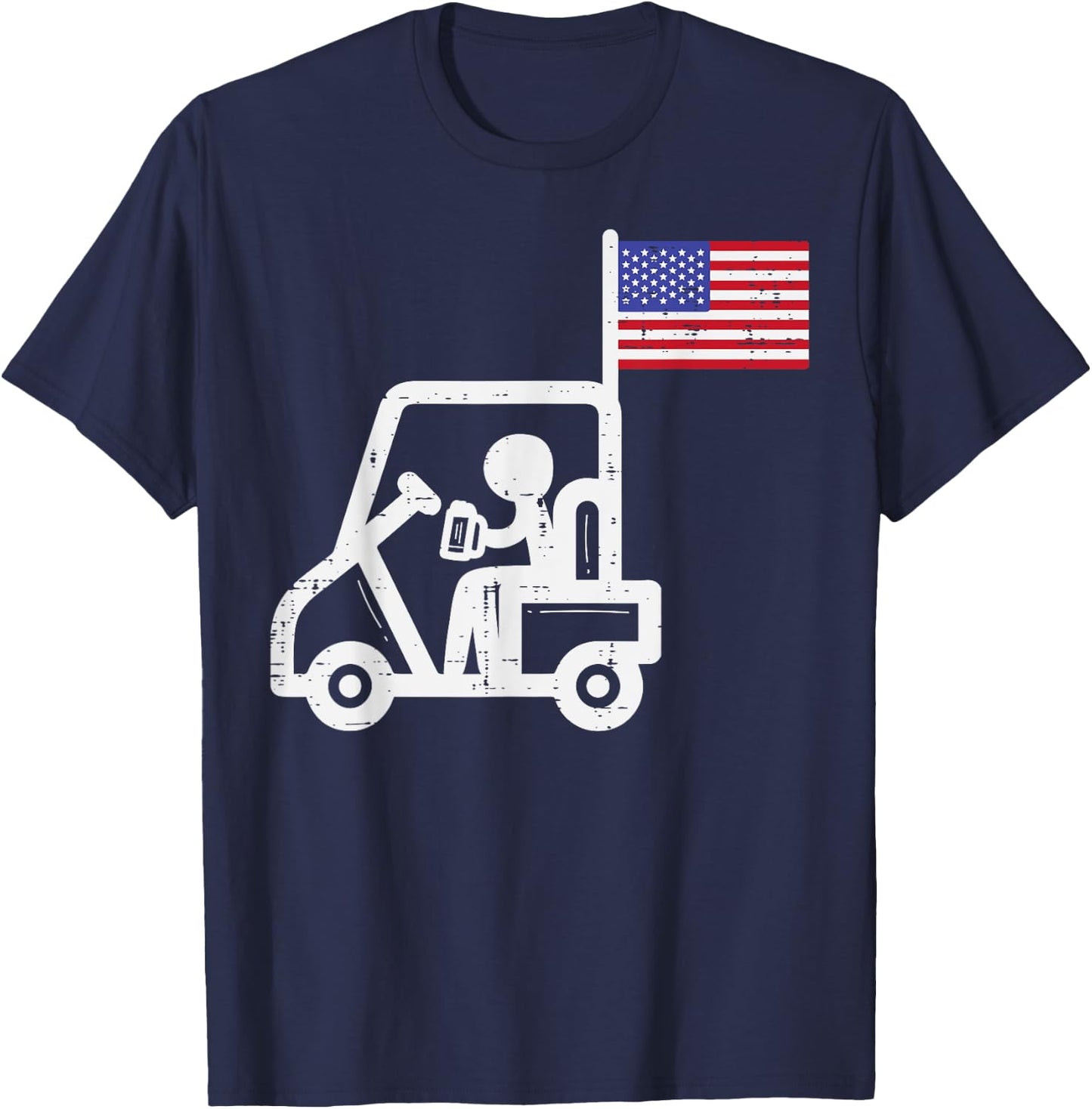 Golf Cart Flag Beer Funny Golfing Drinking Golfer Men Women T-Shirt - T-Shirt | Navy