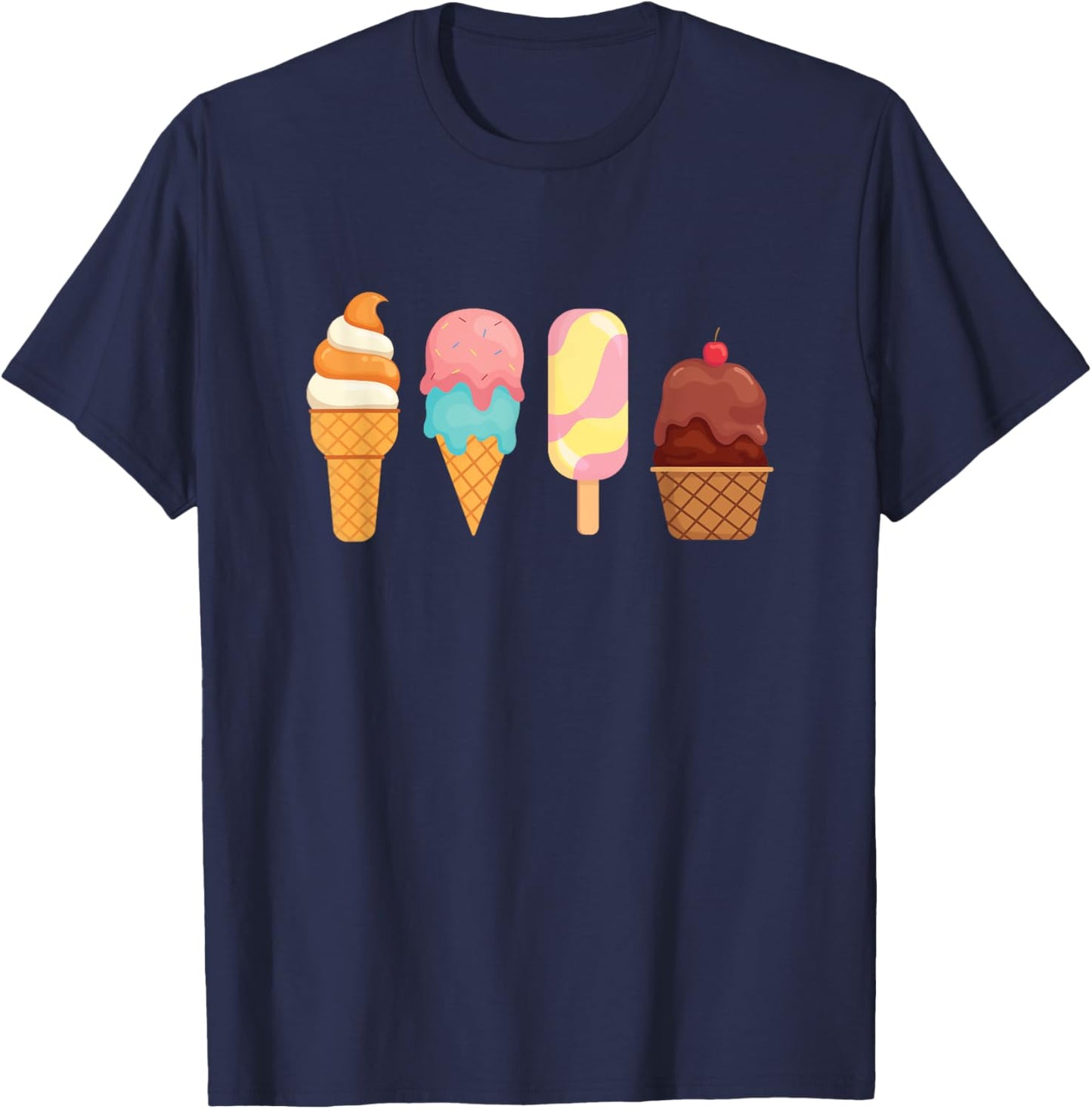 Ice Cream Cones - Ice Cream Lover Gelato Sweet Tooth T-Shirt - T-Shirt | Navy