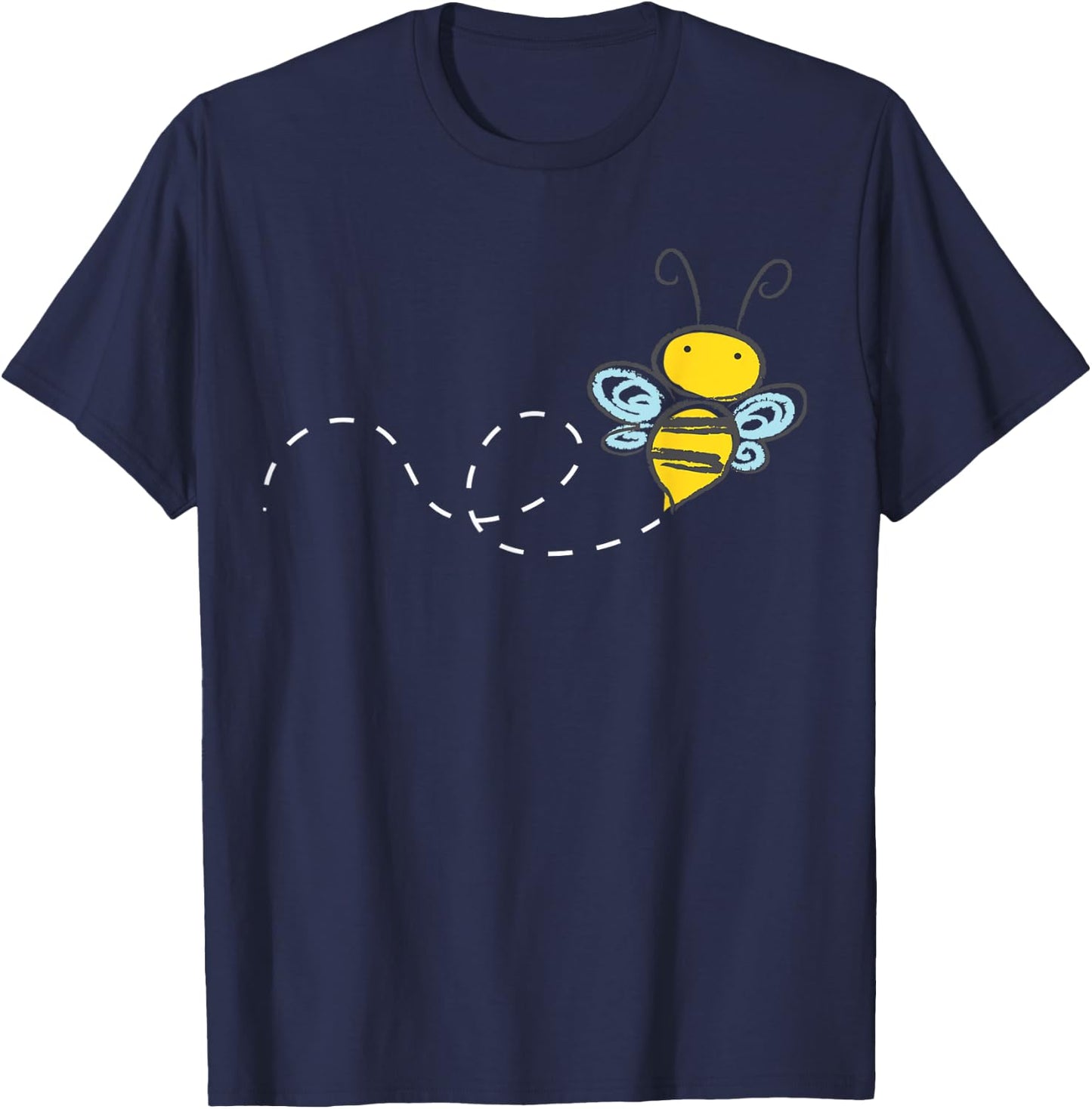 Bee Cartoon Bumble Honey Buzz Sketch Yellow T-Shirt - T-Shirt | Navy