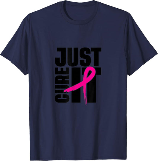 Just Cure It - Pink Ribbon - Breast Cancer Awareness T-Shirt - T-Shirt | Navy