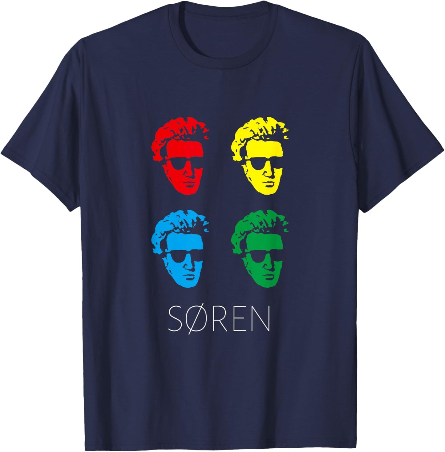 Soren Kierkegaard Pop Art Philosopher T-Shirt - T-Shirt | Navy