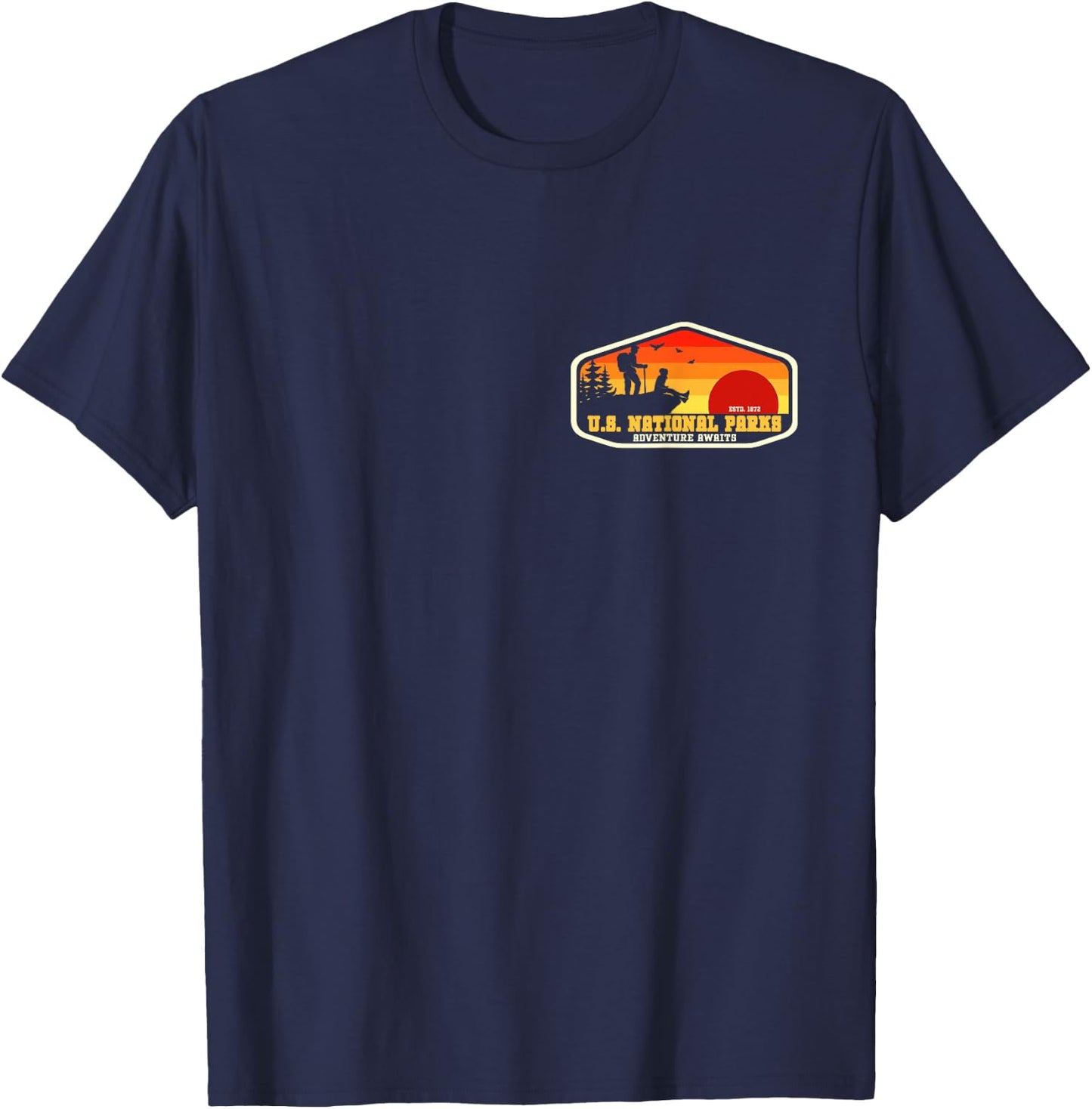 All 63 US National Parks Map Graphic (+ back print) T-Shirt - T-Shirt | Navy