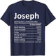 JOSEPH Nutrition Funny Birthday Personalized Name Gift T-Shirt - T-Shirt | Navy