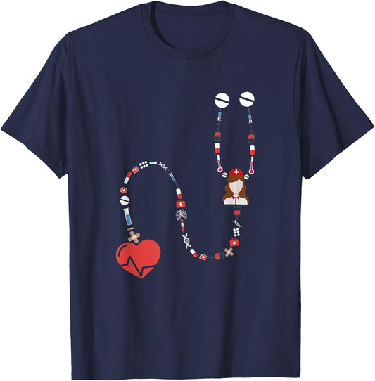 Love Nursing Student Medical School Nurse T-Shirt - T-Shirt | Navy